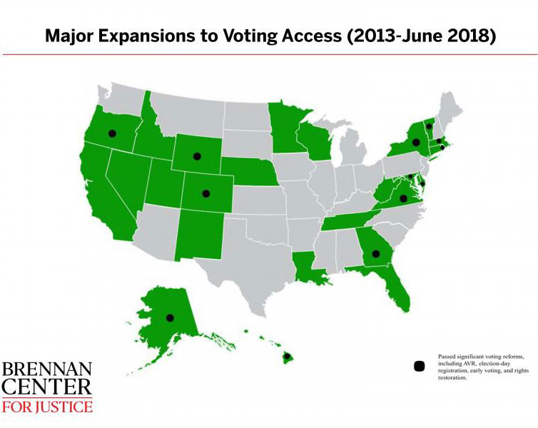 Major Expansions to Voting Access (2013-June 2018)